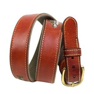 Leather Man BROWN REAL LEATHER CANVAS 1 1/4"Wd GOLF CASUAL DRESS MEN BELT 36 (8B